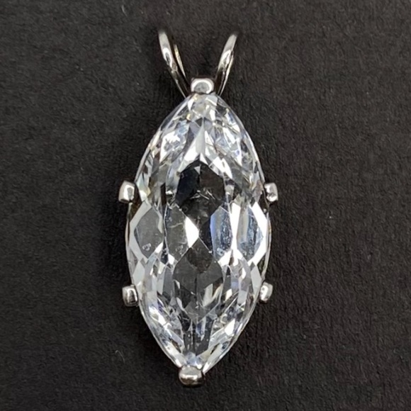 Marquise CZ Pendant in 925 Silver - Picture 1 of 7